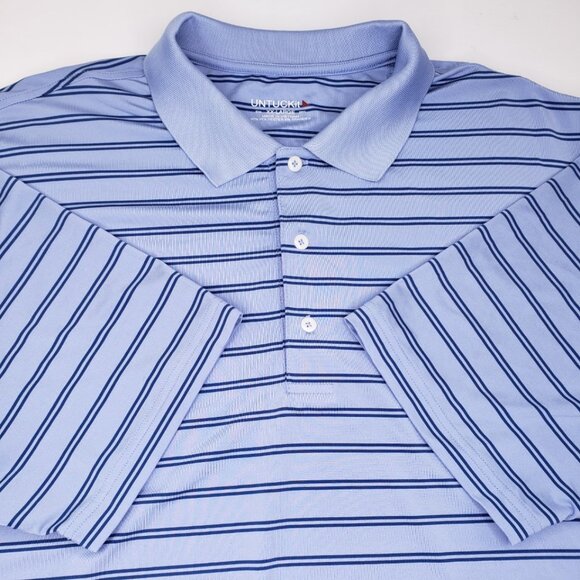 UNTUCKit Other - UNTUCKit Mens Polo Shirt Blue 2XL Cronos Double Stripe Short Sleeve Performance